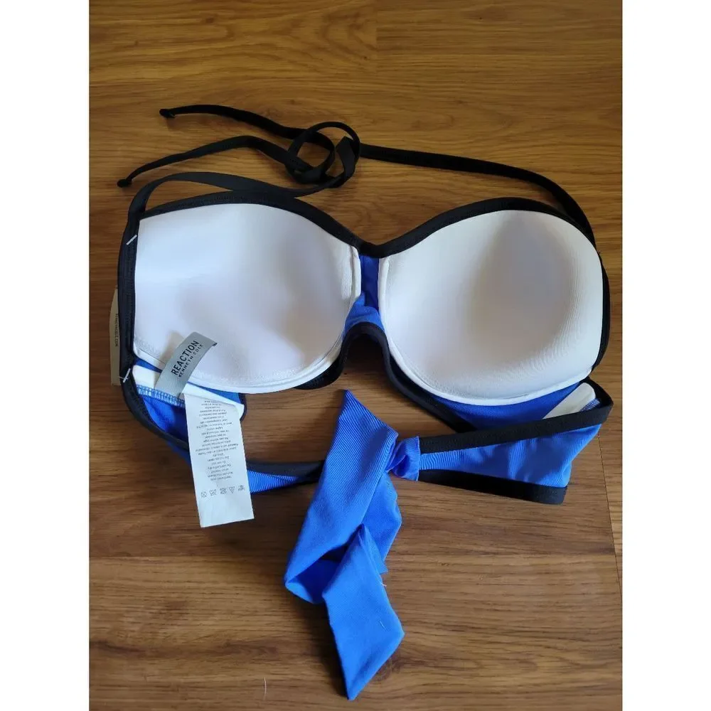 Women's Kenneth Cole Reaction NWT Bikini Top Black and Blue‎ Size 32D / 34C